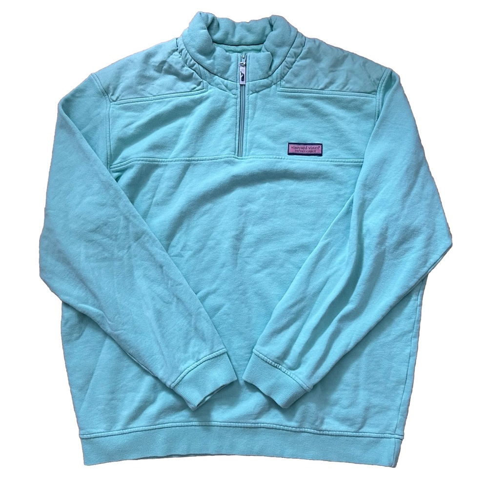 Vineyard Vines Sweater Men's‎ XL Mint Green Heavy Pullover Quarter Zip Sweater